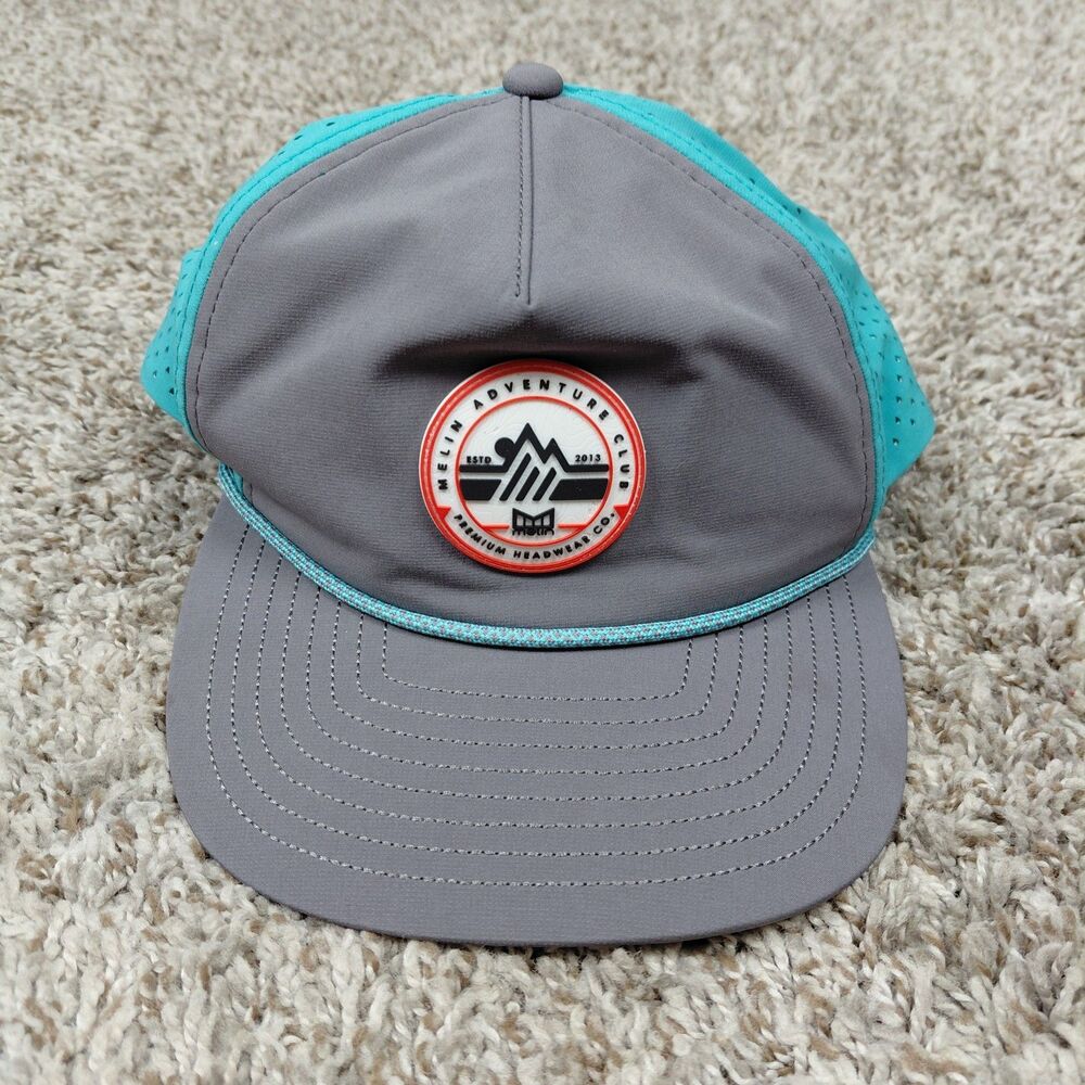 Melin Coronado Hydro Hat Cap Men OS Large Snapback Rope Grey Teal Adventure Club